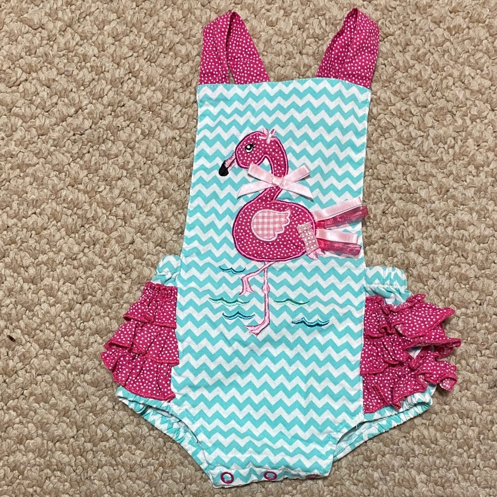Indigo soul kids , baby girls size 3 months Flamingo sun Romper ¥